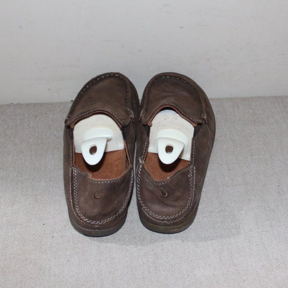 KIDS OLUKAI LEATHER SLIP ON SHOES - SIZE 3 1/2 - BROWN - Picture 4 of 8